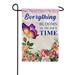 America Forever Everything Blooms in its Own Time Garden Flag 12.5 x 18 inches Spring Summer Inspirational Quote Rose Butterfly Floral Double Sided Seasonal Yard Outdoor Decorative Motivational Flag