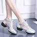 Women Shoes Casual Comfortable Dance Shoes For Womens Latin Dance Shoes Heeled Ballroom Salsa Tango Party Sequin Dance Shoes Silver 6.5