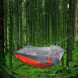 DABOOM Double & Single Camping Hammock Portable Hammock with Mosquito Net and Tree Straps Lightweight Parachute Nylon Hammock for Backpacking Travel Beach Yard Outdoor Indoor