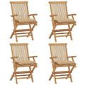 Anself Set of 4 Wooden Garden Chairs with Beige Cushion Teak Wood Foldable Outdoor Dining Chair for Patio Balcony Backyard Outdoor Indoor Furniture 21.7in x 23.6in x 35in