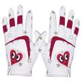 2Pcs Durable Kids Golf Gloves Leather for Junior Red White Child L