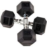 IFAST Rubber Coated Hex Dumbbells Home Gym Training Hex Dumbbell with Metal Handle 15lbs/20lbs/25lbs/30lbs/45lbs Free Weights in Pairs or Single