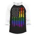Shop4Ever Men s Distressed Rainbow Flag Gay Pride Raglan Baseball Shirt XXX-Large Black/White