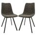 LeisureMod Markley Modern Leather Dining Chair With Metal Legs Set of 2 in Grey