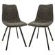 LeisureMod Markley Modern Leather Dining Chair With Metal Legs Set of 2 in Grey