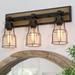 LNC Rustic/Farmhouse 3-light Wall Sconce with Black Finish Metal Cage