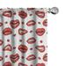 Ambesonne Vintage Curtains Woman Lips with Gestures Pair of 28 x63 Vermilion and White