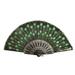 Yesbay Peacock Tail Sequin Pattern Handheld Folding Fan Crafts Wedding Party Home Decor Green