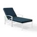 Kaplan Chaise Lounge Chair in White with Navy Cushions - 81.1 x 28 x 38 in.