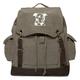Pitbull Silhouette Vintage Canvas Rucksack Backpack w/Leather Straps Olive & Wh