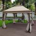 Outdoor Canopy Gazebo 11ft x 11ft Double Roof Outdoor Canopy Shelter Coffee Waterproof and Portable Pergola Gazebo Tent for Patio Furniture