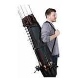 HDG Gear Fishing Rod Carrier & Organizer Black/Brown | 48 L Fishing Pole Case with Inside/Outside Storage & Shoulder Strap