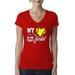 Wild Bobby My Heart Is On That Tennis Field Sports Women Junior Fit V-Neck Tee Red Large