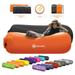 Nevlers Black & Orange Inflatable Loungers | Portable Air Sofa with Matching Bags & Pockets | 2-Pack | 210T Polyester
