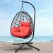 Clearance! Swing Egg Chair with Stand Indoor Outdoor UV Resistant Cushion Hanging Chair Anti-Rust Foldable Aluminum Frame Hammock Chair 350lbs Capacity Hanging Chair for Patio Porch Backyard