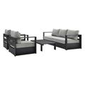 Lounge Sectional Sofa Chair Table Set Grey Gray Aluminum Metal Fabric Modern Contemporary Outdoor Patio Balcony Cafe Bistro Garden Furniture Hotel Hospitality