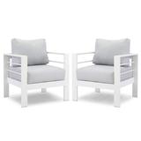 CozyHom 2 Pcs Outdoor Patio Furniture Sets Aluminum Sofa Armchair Indoor Patio Conversation Sofa Chair With Cushion White