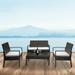 Nine Bull 4-Piece Outdoor Patio Furniture Set Wicker Rattan Sectional Sofa Couch with Glass Coffee Table Brown