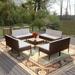 vidaXL 9 Piece Patio Lounge Set with Cushions Poly Rattan Brown