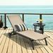 Costway Outdoor Patio Lounge Chair Chaise Reclining Aluminum Fabric Adjustable Brown