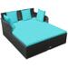 Giantex Rattan Daybed Patio Loveseat Sofa Set Wicker Patio Furniture w/Padded Cushion & and Sturdy Foot Turquoise