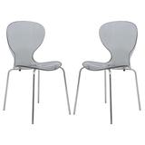 LeisureMod Modern Oyster Transparent Black Dining Side Chair Set of 2