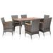 Suzicca 7 Piece Patio Dining Set with Cushions Poly Rattan Gray