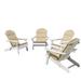 GDF Studio Cartagena Outdoor Acacia Wood Folding Adirondack Chairs with Cushions Set of 4 White and Khaki