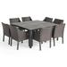 GDF Studio Zeno Outdoor Aluminum and Wicker 9 Piece Dining Set with Cushion Matte Black Multibrown and Beige