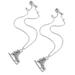 2pcs Ice Skates Pendant Silver Chain Necklace Clear Crystal Sport Jewelry
