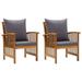 Garden Chairs with Cushions 2 pcs Solid Acacia Wood