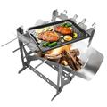 QISIWOLE Folding Portable Barbecue Charcoal Grill Barbecue Desk Tabletop Outdoor Stainless Steel Smoker BBQ For Outdoor Cooking Camping Picnics Beach Deals