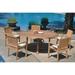 Grade-A Teak Dining Set: 5 Seater 6 Pc: 72 Round Table And 5 Leveb Stacking Arm Chairs Outdoor Patio WholesaleTeak #WMDSWVm