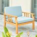 [ US IN STOCK] Kapalua Honey Nautical Curve Eucalyptus Wooden Outdoor Sofa Chair with Cushion