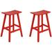 Afuera Living Outdoor 29 HDPE Plastic Saddle Seat Barstool (Set of 2) in Red