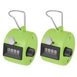 Toptie 2 Pcs Hand Tally Counters 4 Digital ABS Click Counter for Sport Stadium Coach and Other Event-Green