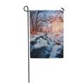 KDAGR Christmas with Snowy Forest Winter Landscape with Trees Beautiful Frozen River Garden Flag Decorative Flag House Banner 12x18 inch