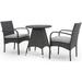 Noble House Peterson 3 Piece Wicker Patio Bistro Set in Gray