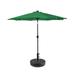 GARDEN 9 Ft Solar LED Patio Umbrella with Black Round Base Weight Included Dark Green