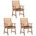 Suzicca Patio Dining Chairs 3 pcs with Cushions Solid Acacia Wood