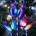 Garden Solar Lights Outdoor 3 Pack Solar Stake Lights Multi-Color Changing LED Butterfly Fiber Optic Decorative Lights for Yard