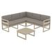 2 Piece Taupe Outdoor Patio Sectional Lounge Set with Sunbrella Cushion 78.75