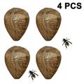 4 Pieces Waterproof Wasp Nest Decoys Hanging Hornet Deterrents Fake Cloth Wasp Nest Non-Toxic Bee Decoy Deterrent for Home and Garden Outdoors