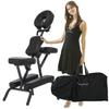 Foldable Massage Chair Adjustable Tattoo Chair Spa Chair Portable Therapy Chair w/Free Carry Case & Face Cradle Black