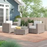 Living Source International 3-Piece Wicker Seating Group with Cushions in Gray