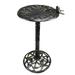 34 in. Handmade Solid Heavy Tall Black & Gold Cast Aluminum High Quality Metal Bird Bath with Twin Singing Birds Antique Silver