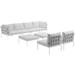 Modern Contemporary Urban Design Outdoor Patio Balcony Eight PCS Sectional Sofa Set White Rattan