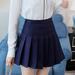 MRULIC skirts for women Waist Mini Skirt High Fashion Pleated Waist Women s Casual Slim Skirt Tennis Skirt Navy Blue + L
