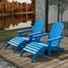 WestinTrends Malibu Outdoor Lounge Chair Set 4-Pieces Adirondack Chair Set of 2 with Ottoman All Weather Poly Lumber Patio Lawn Folding Chair for Outside Pool Beach Pacific Blue