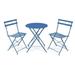 Caleb 3 Piece Long lasting Bistro Folding Furniture Set â€“ 2 Relaxing Chairs With a Patio Cafe Table - Blue